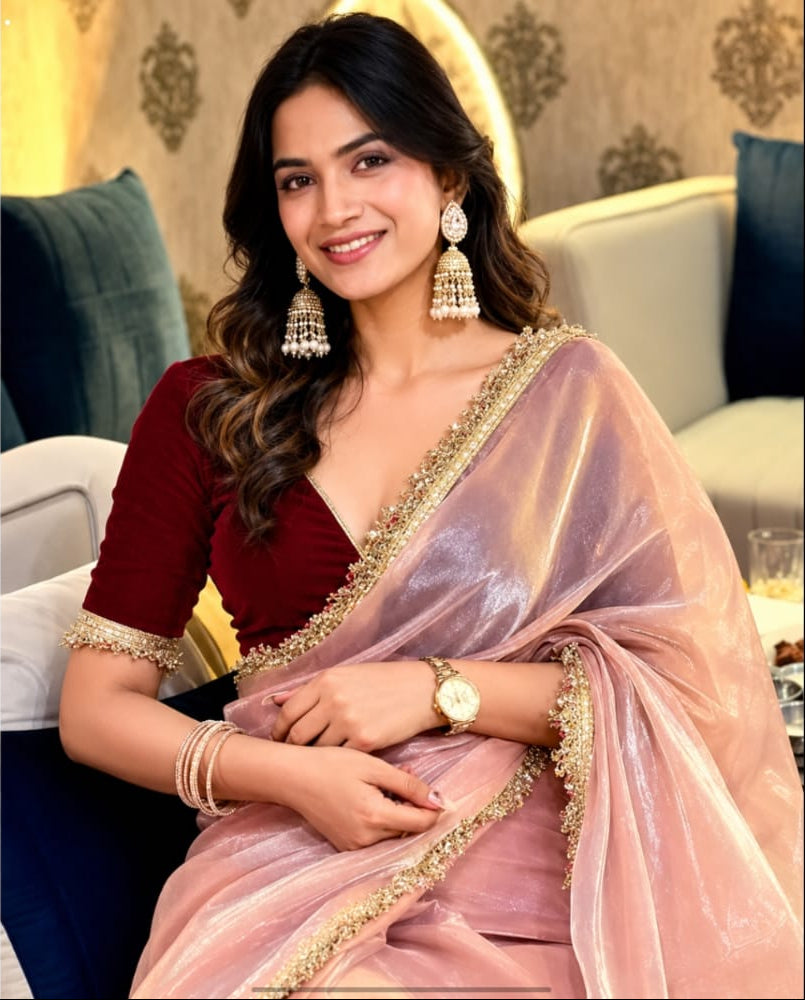 beautiful nylon net saree