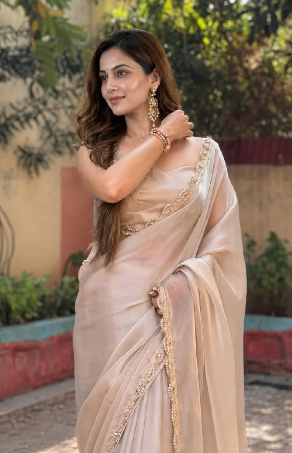 party wear simmer saree