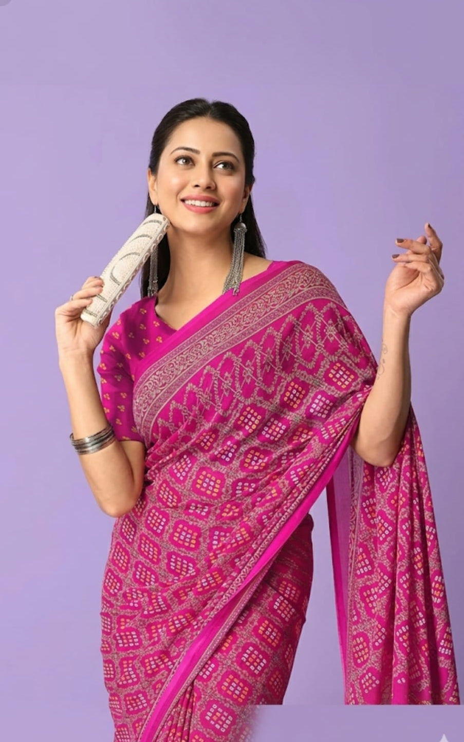 ladies printed georgette saree