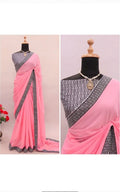 beautiful pink georgette saree