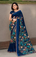 printed georgette saree with blouse