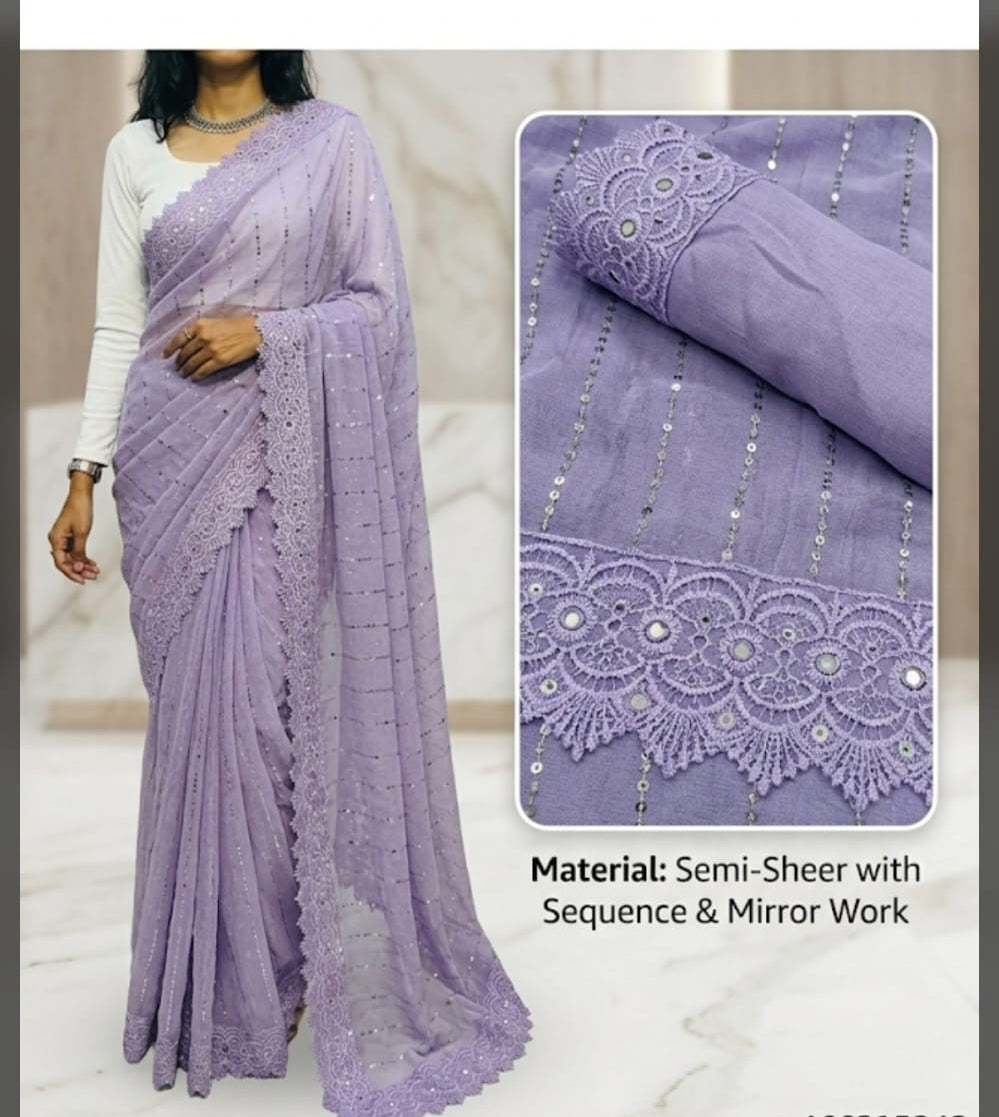 minor worked saree with running blouse