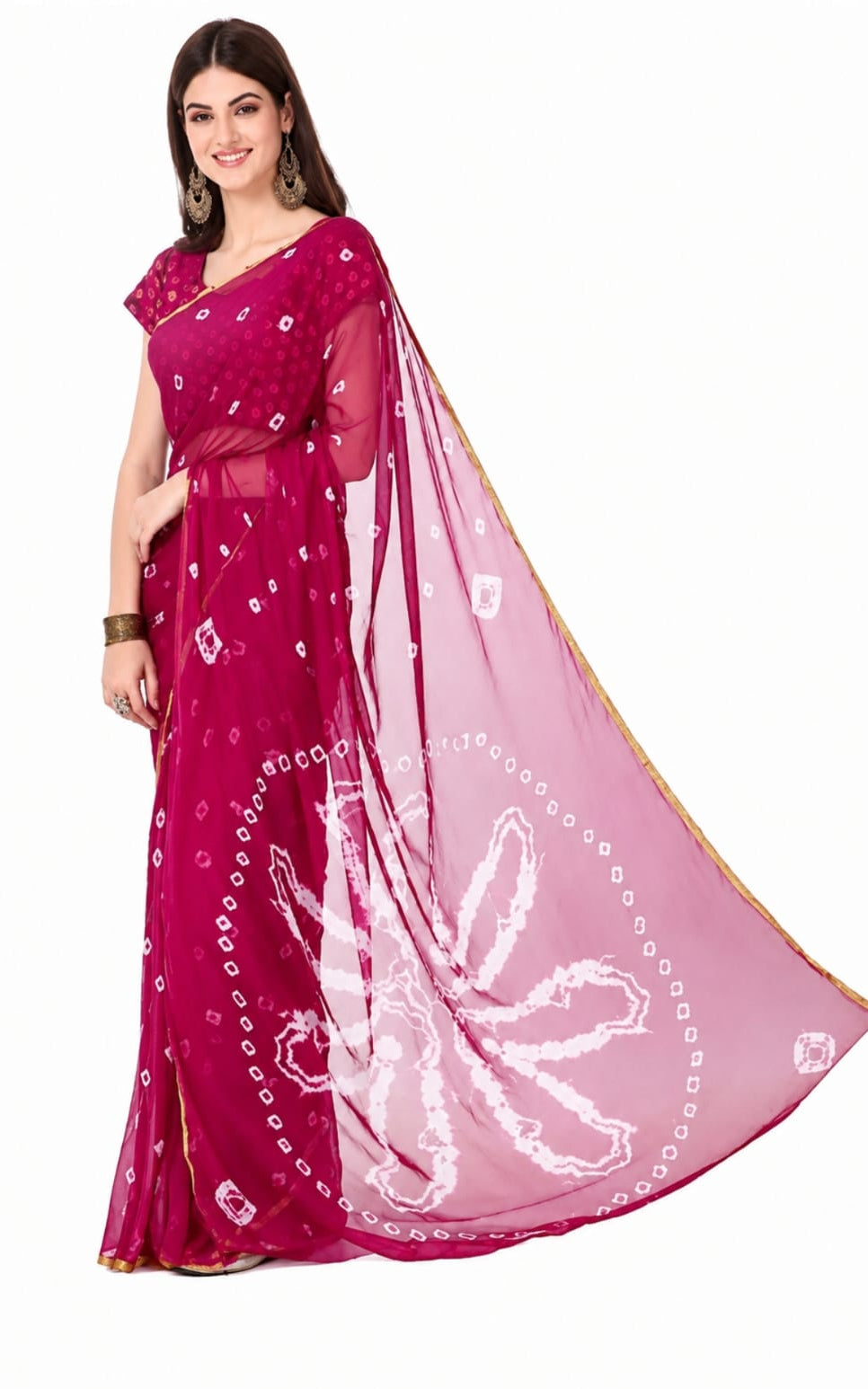 beautiful saree in chiffon fabric with seprated blouse peice