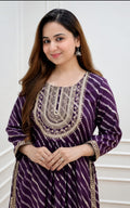 lahariya cut rayon kurti in round neck, sleeve length is three quater