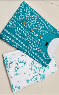 cotton kurti with bottomwear, round neck, calf length, sleeve length is three quater