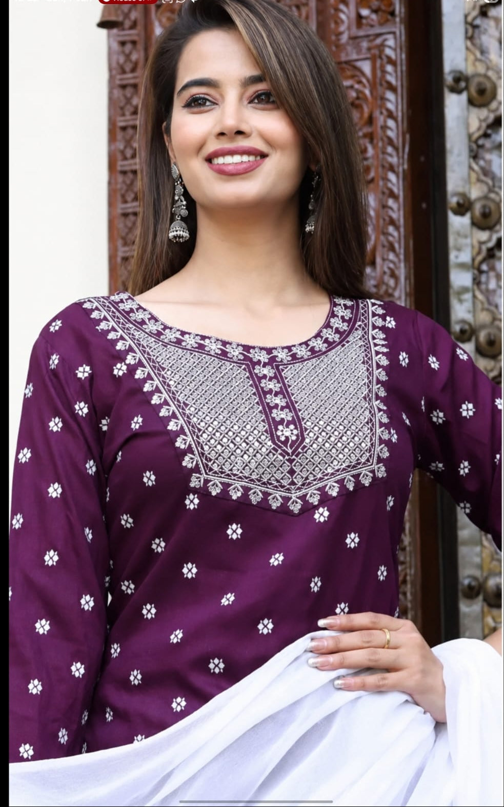 rayon kurta with bottomwear and duppata, calf length, round neck, three quater sleeves