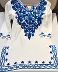 Notch neck rayon kurti, above knee, sleeves length is three quater