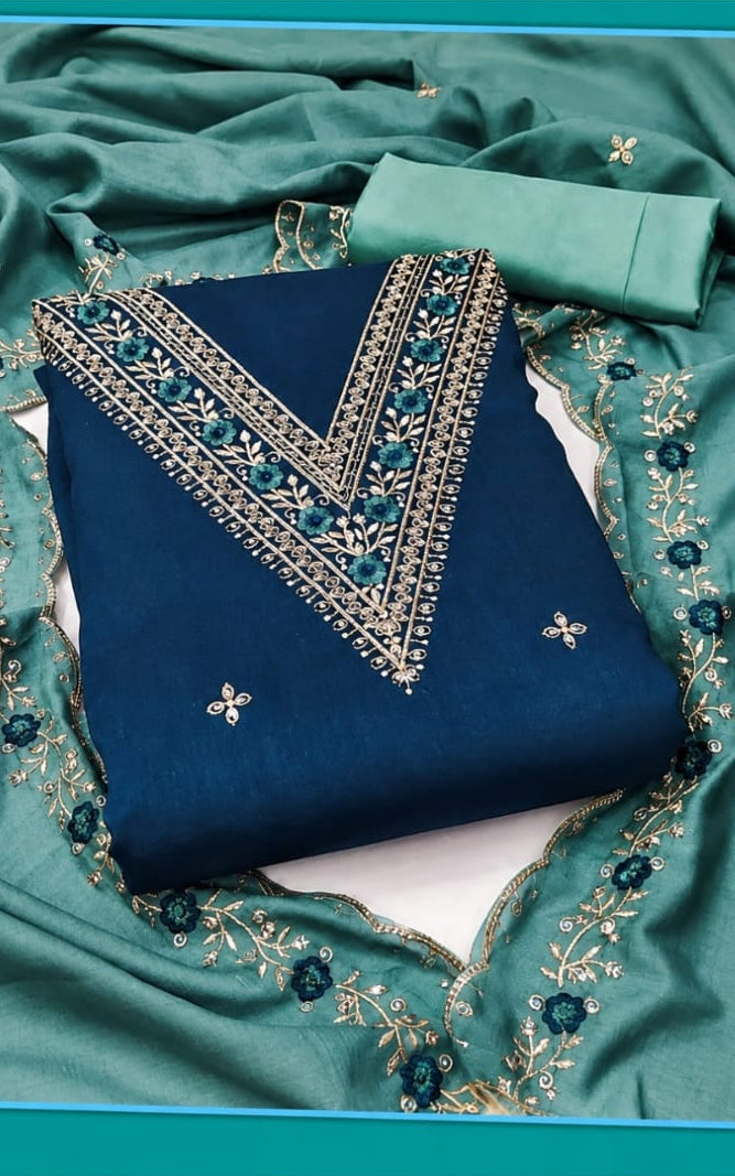 Dress material, top length 3 Meter, bottom length 2 Meter, duppata length 2.1 Meter