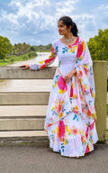 Round neck maxi length ladies Gown with duppata