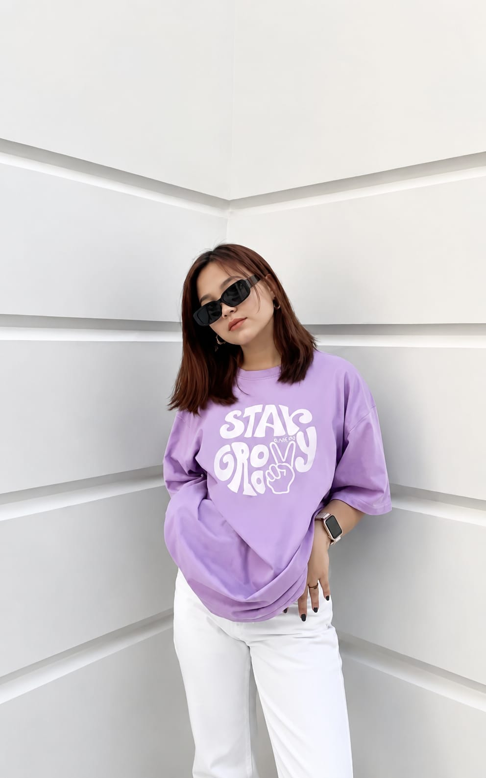 Oversized T-shirt in cotton blend fabric, loose fit