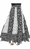 Traditional womens skirt in cotton fabric, Mid rise, ankle length, Tie-Ups