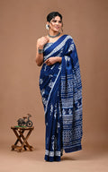 Womens cotton saree with Seprated blouse peice in cotton fabric