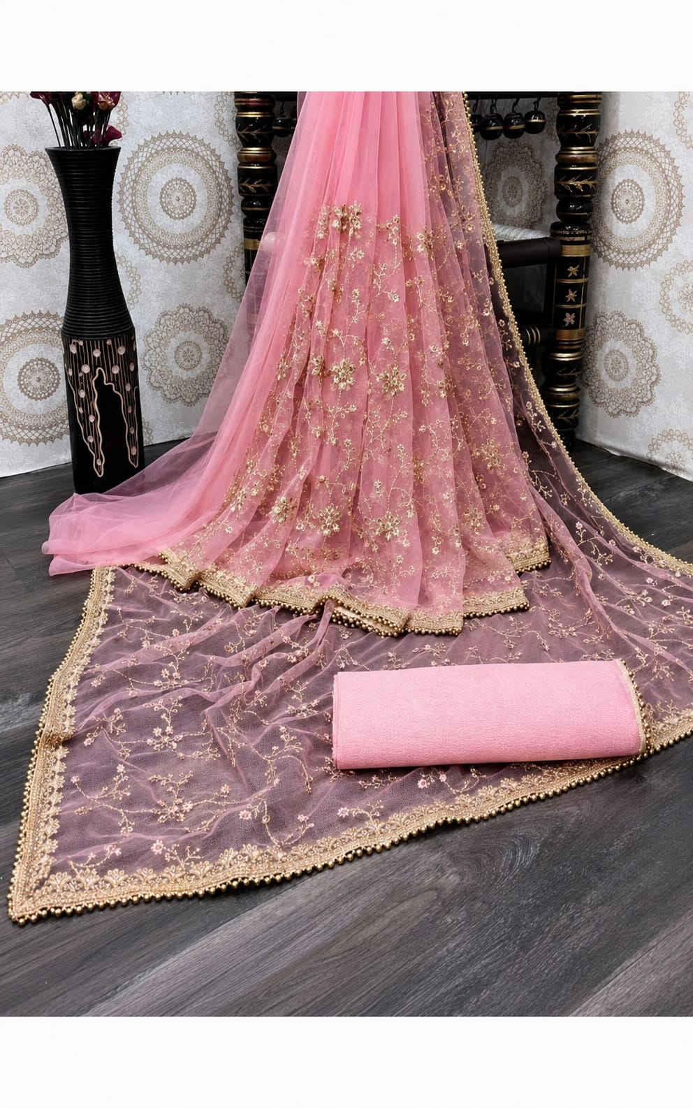 Beautiful saree for womens in net fabric, with Running Blouse