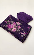 Purple georgette saree with Runing Blouse in georgette fabric