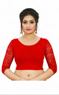 Womens Blouse in Round Neck, Non-Padded, Three Quater Sleeves, Slip-on closure