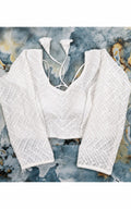 Ladies Blouse in georgette fabric, Round Neck, Padded, Short Sleeves