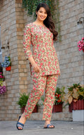 Nightsuit for Womens, Below Waist, Notch Neck, Three-Quater Sleeves