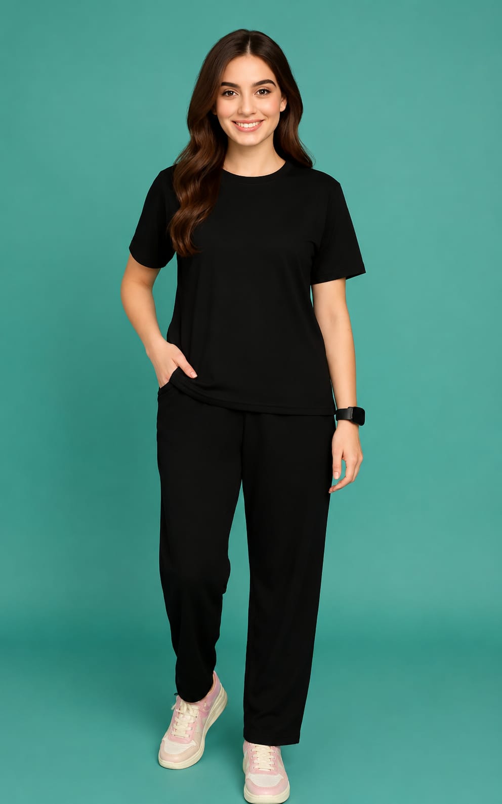Womens T-shirt Pajamas Nightsuit set, Round Neck, Short Sleeves