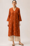 Beautiful Rust Floral Printed Rayon Kurta Palazzo Set Elegant Daily Wear Comfort