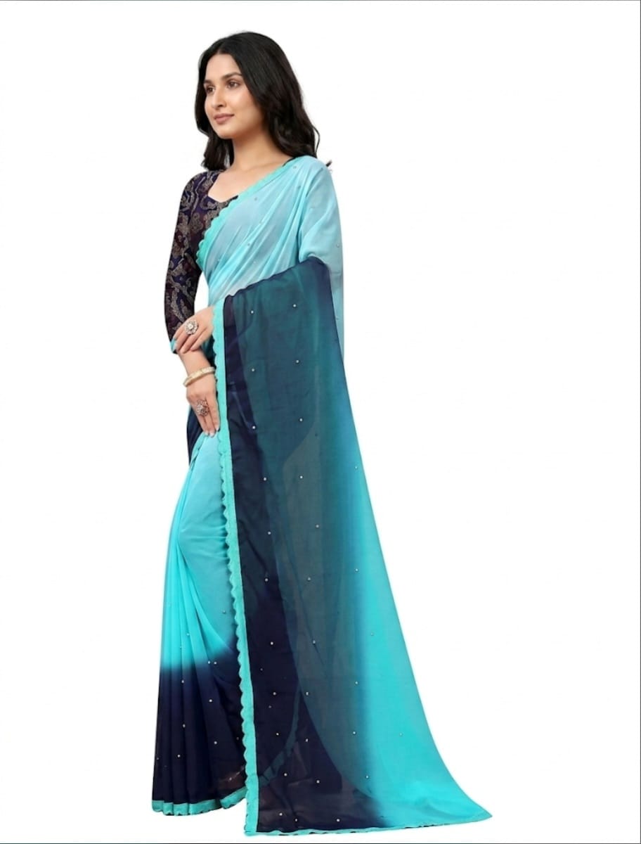 Skyblue Georgette Saree