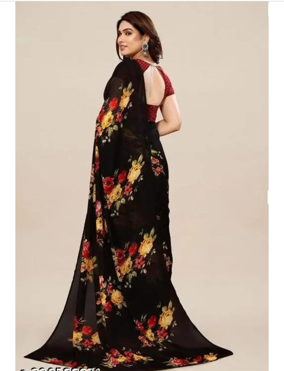 georgette flora printed saree with blouse
