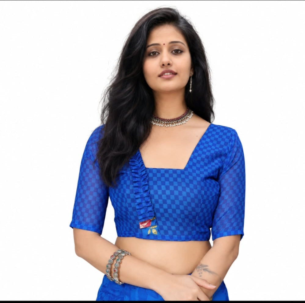 georgette flora printed saree with blouse