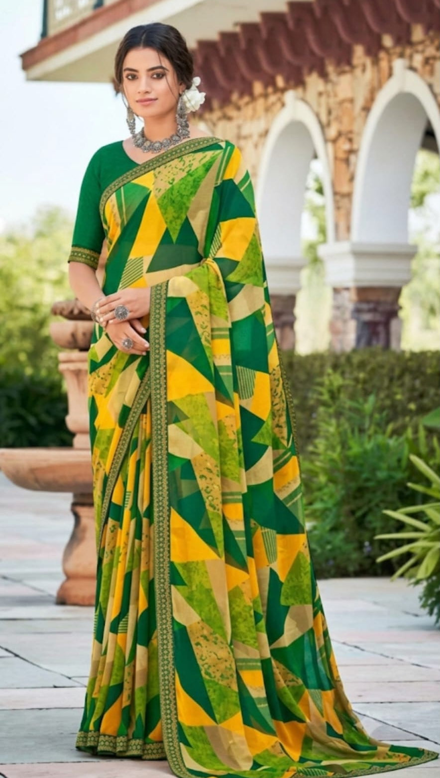 womens georgette fabric saree with blouse
