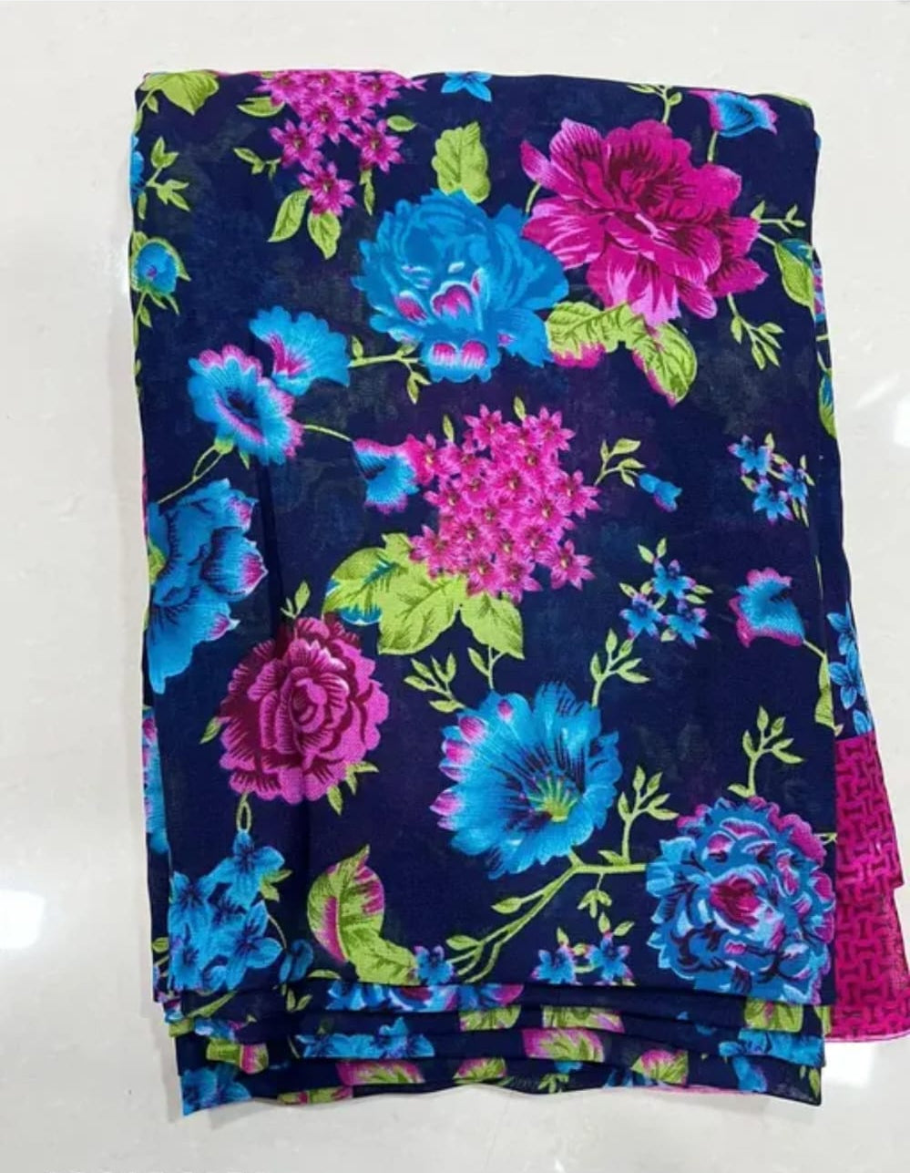 womens georgette fabric saree with blouse