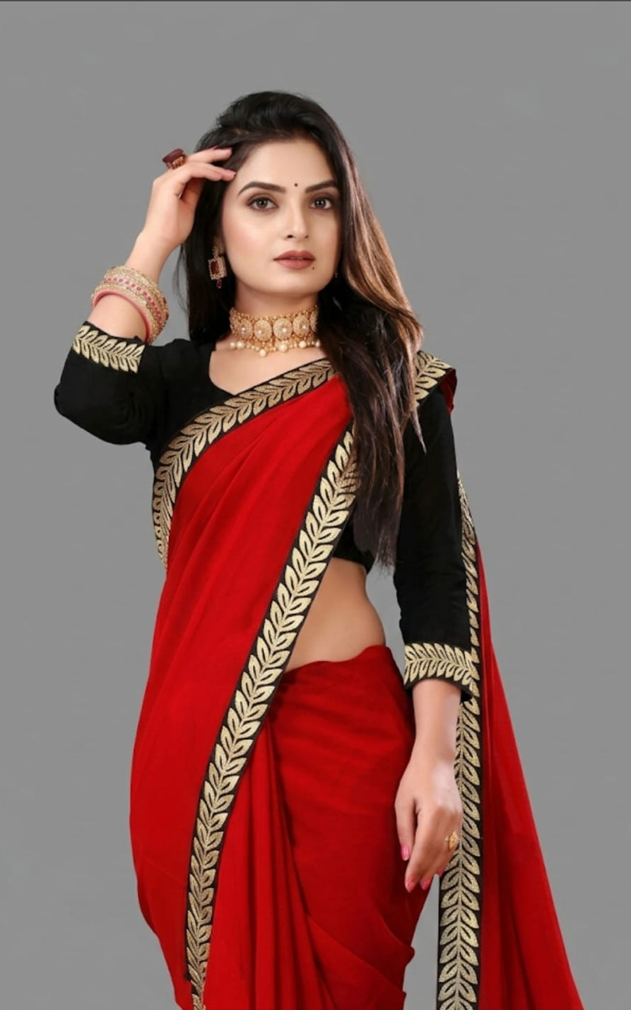 ladies plain regular wear saree