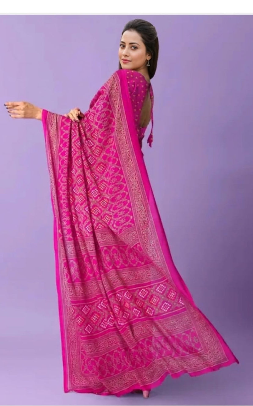ladies printed georgette saree