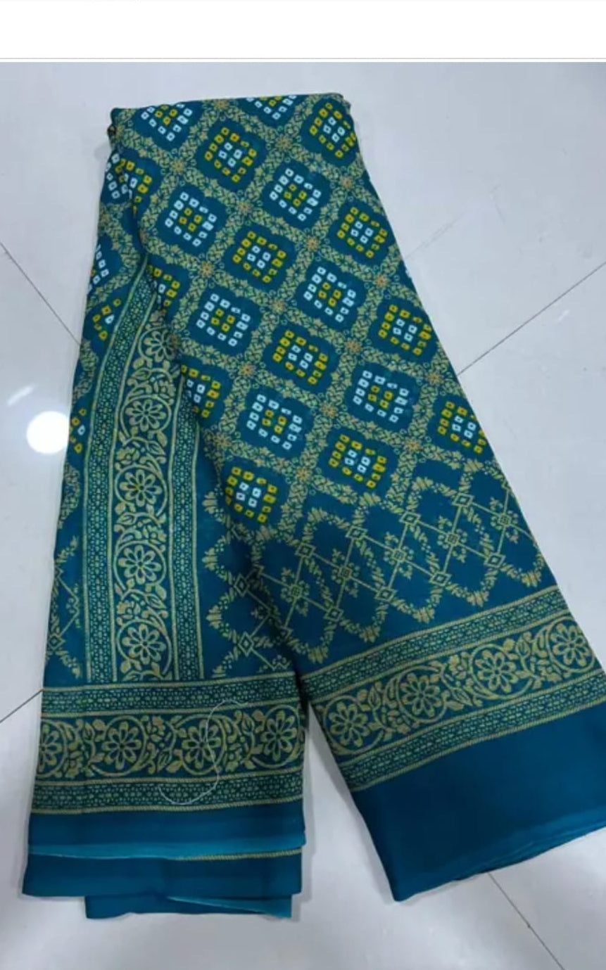 ladies printed georgette saree