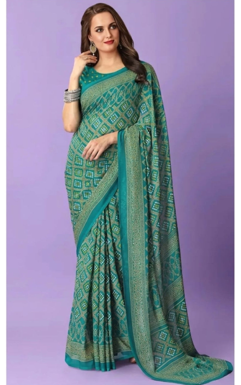 ladies printed georgette saree