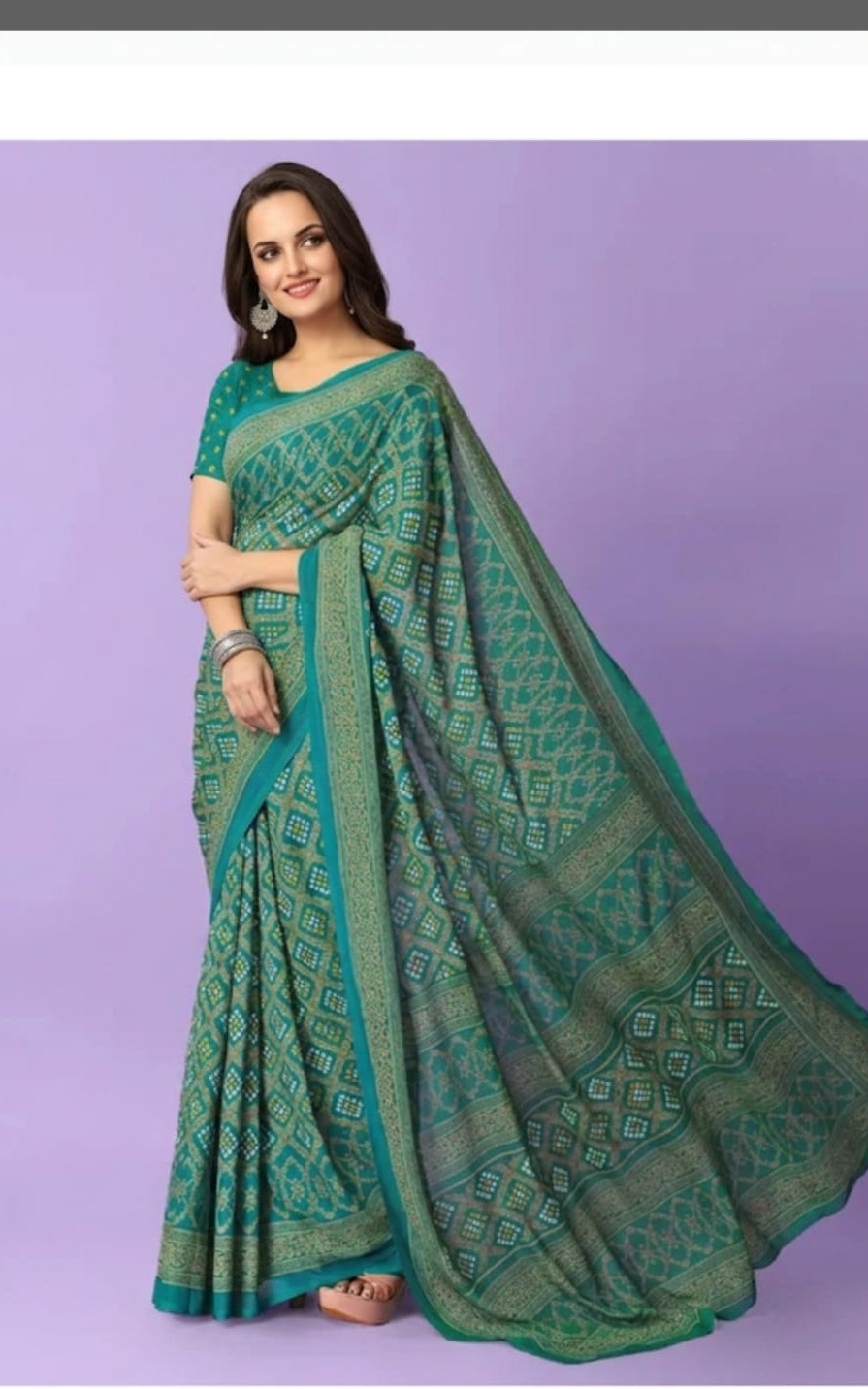 ladies printed georgette saree