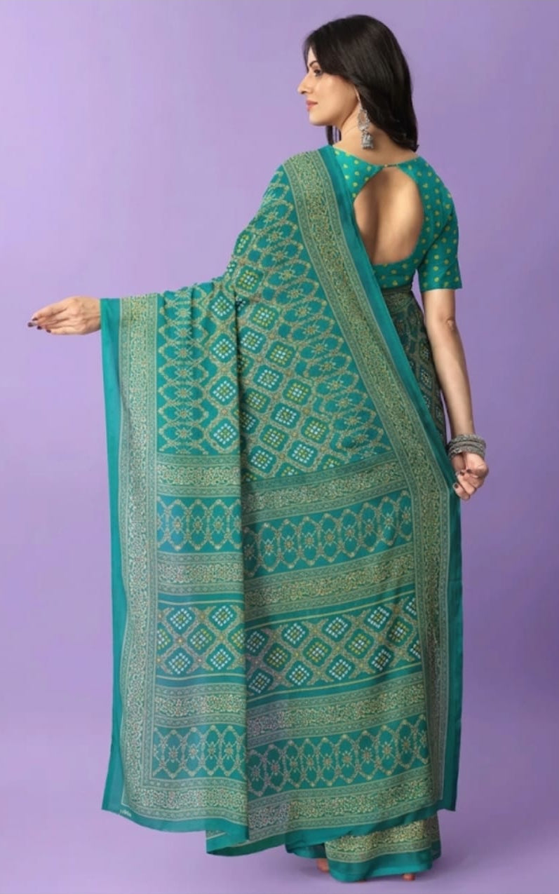 ladies printed georgette saree