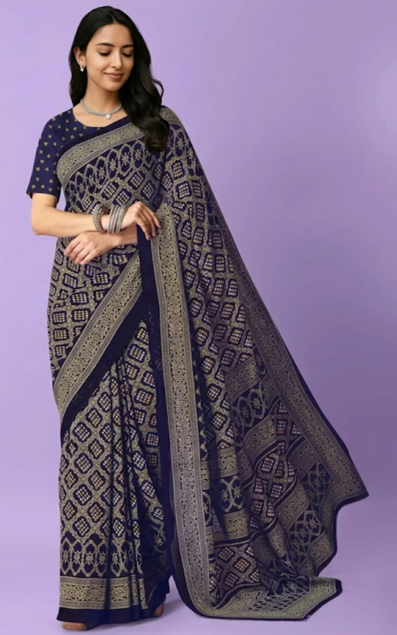 ladies printed georgette saree