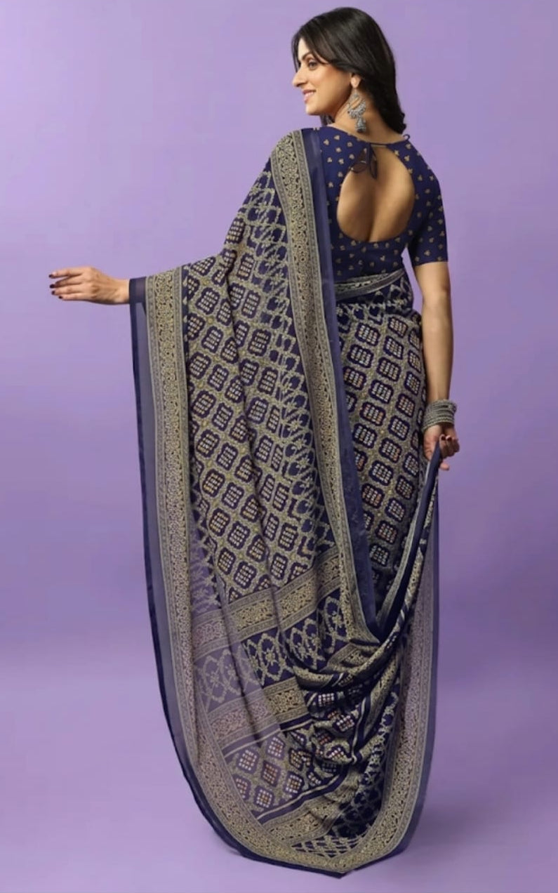ladies printed georgette saree