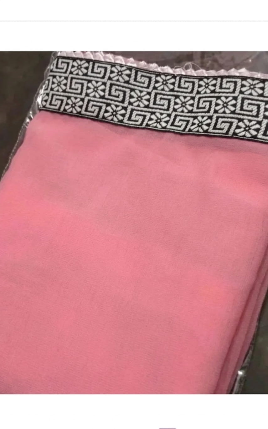beautiful pink georgette saree