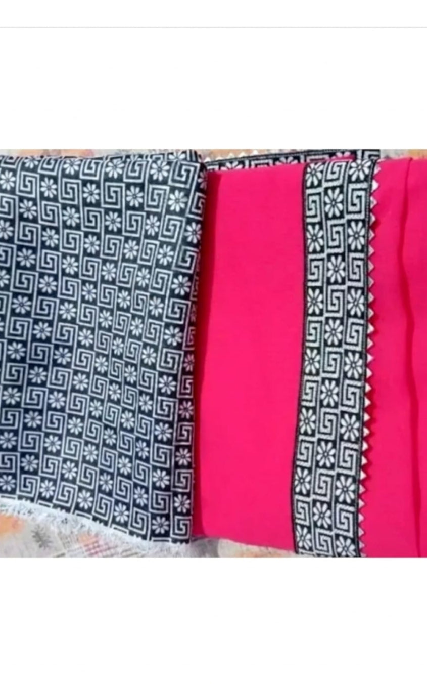 beautiful pink georgette saree