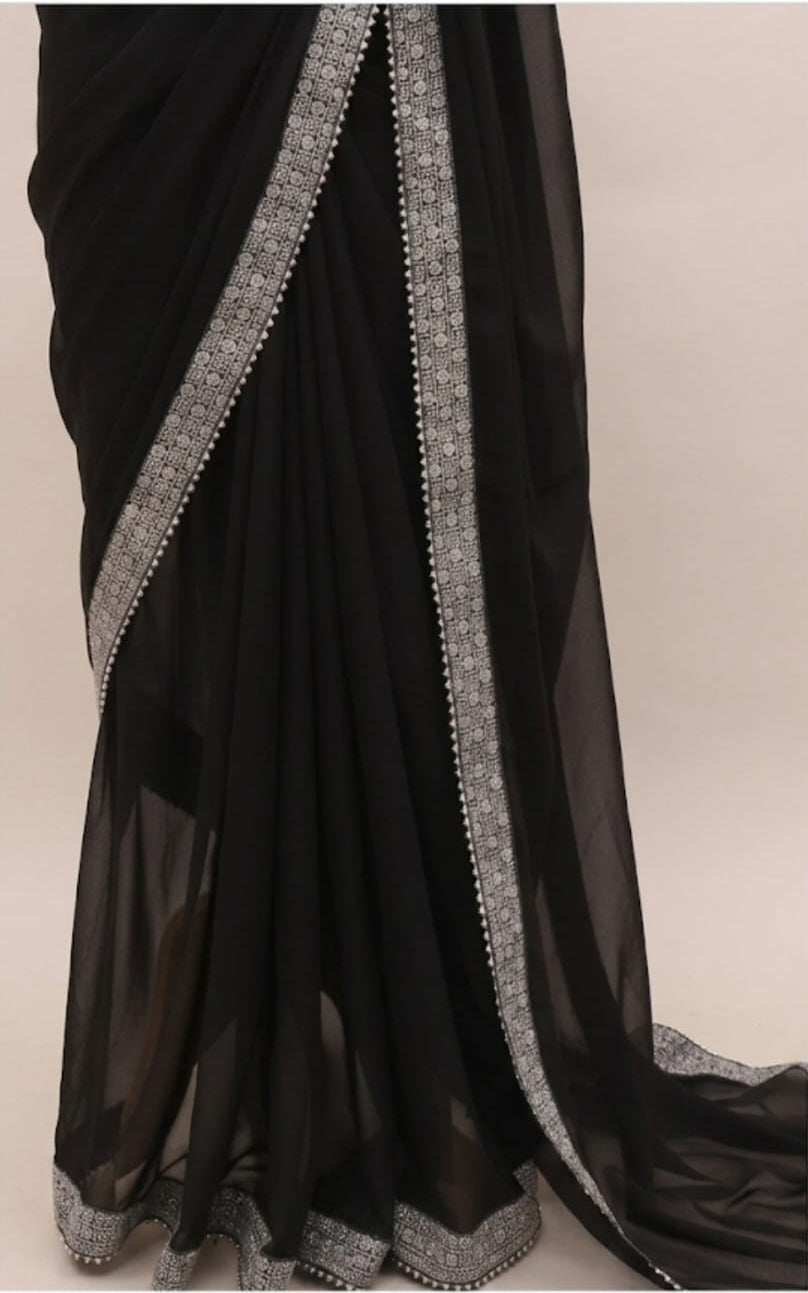 beautiful pink georgette saree