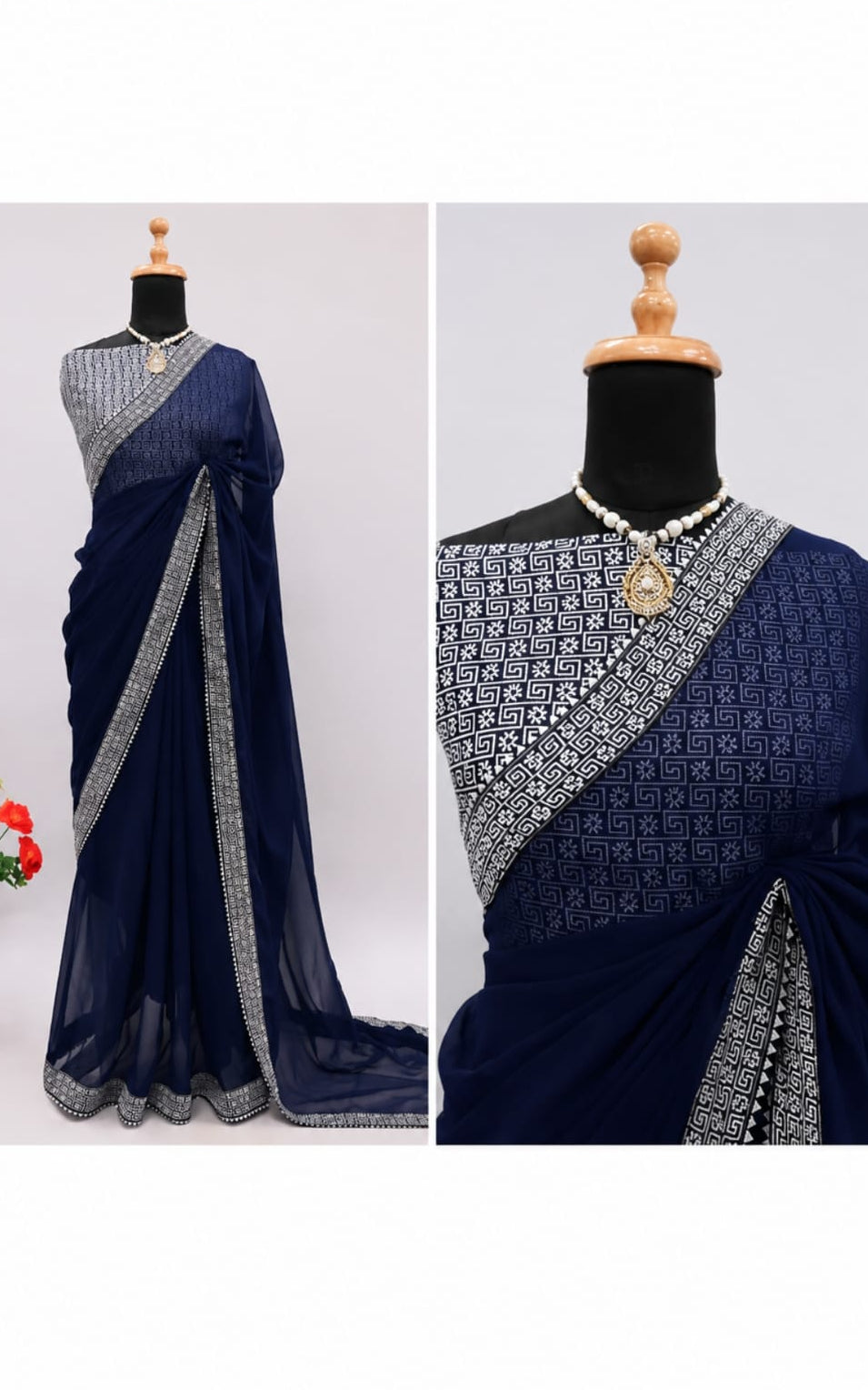beautiful pink georgette saree