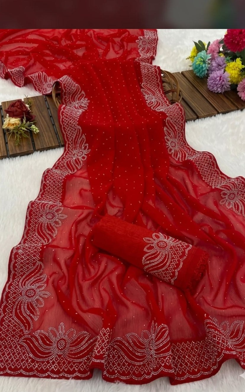 fancy traditional georgette saree