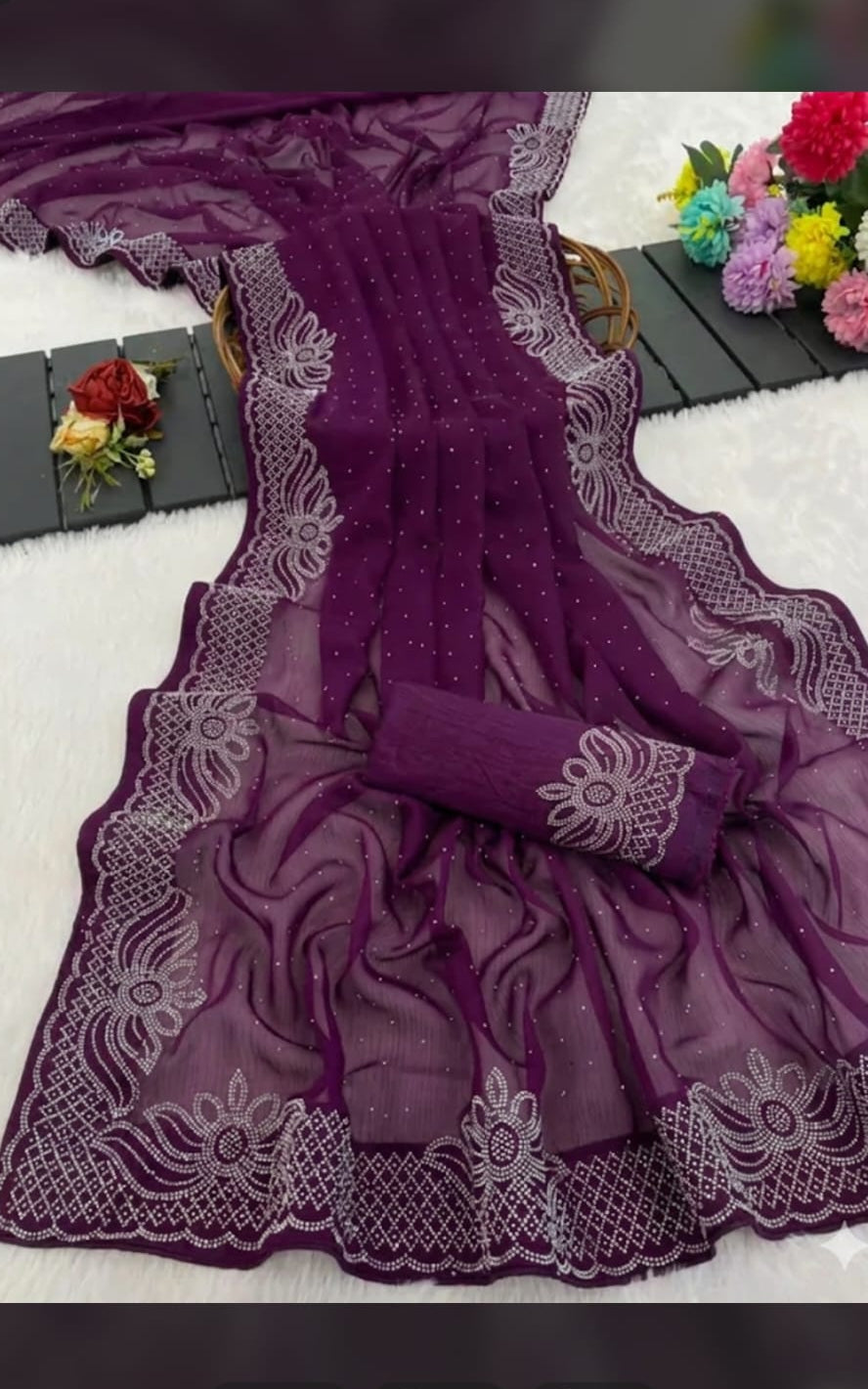 fancy traditional georgette saree