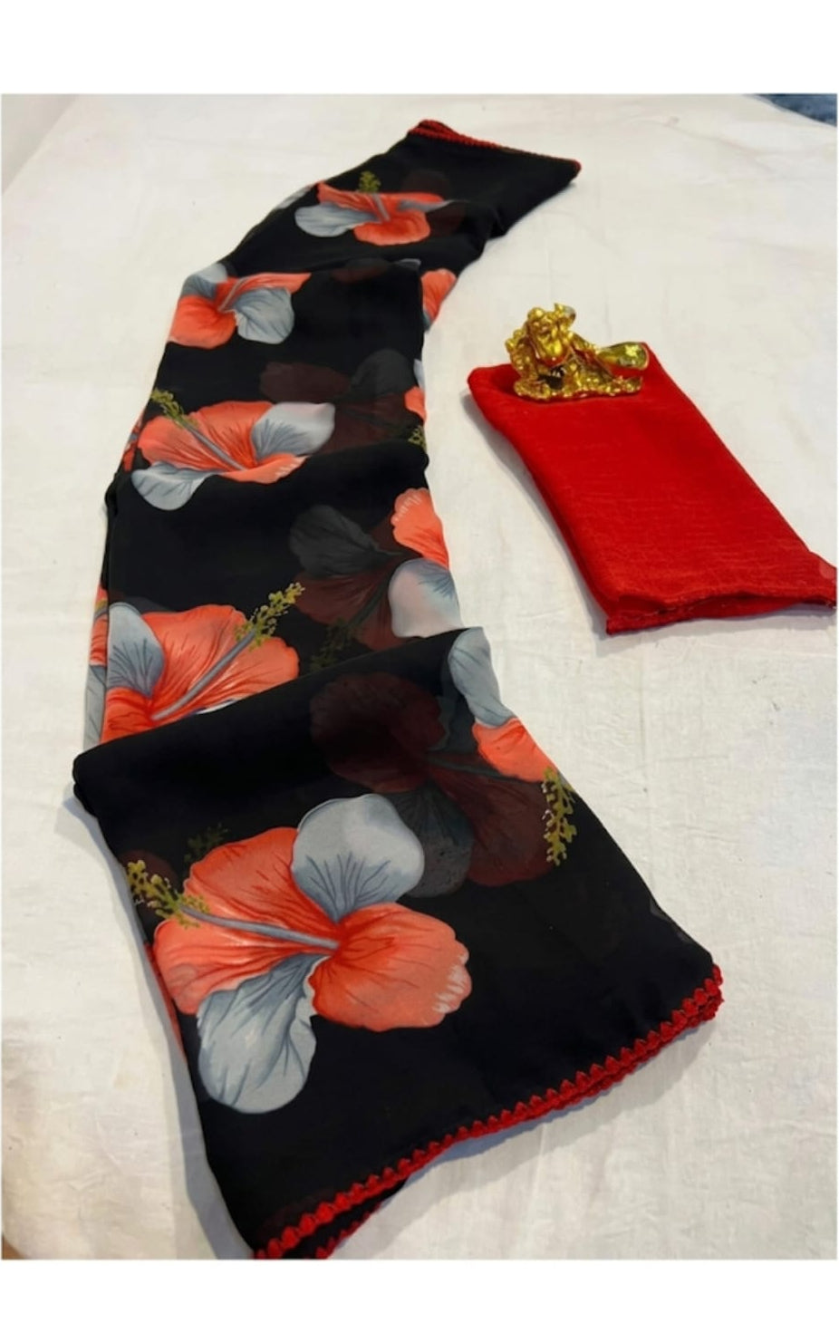 new georgette saree with running blouse