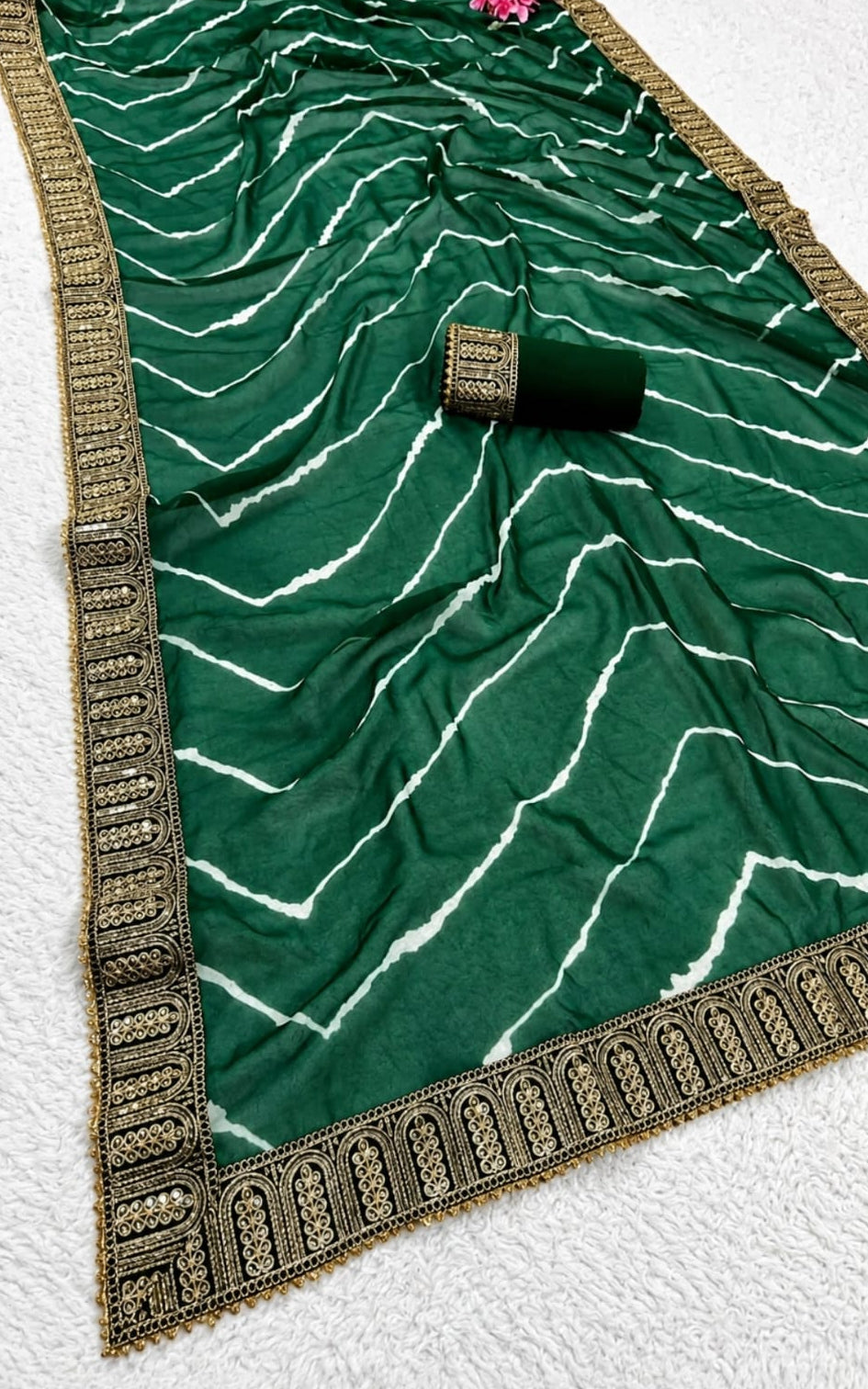 trending leheriya printed georgette saree