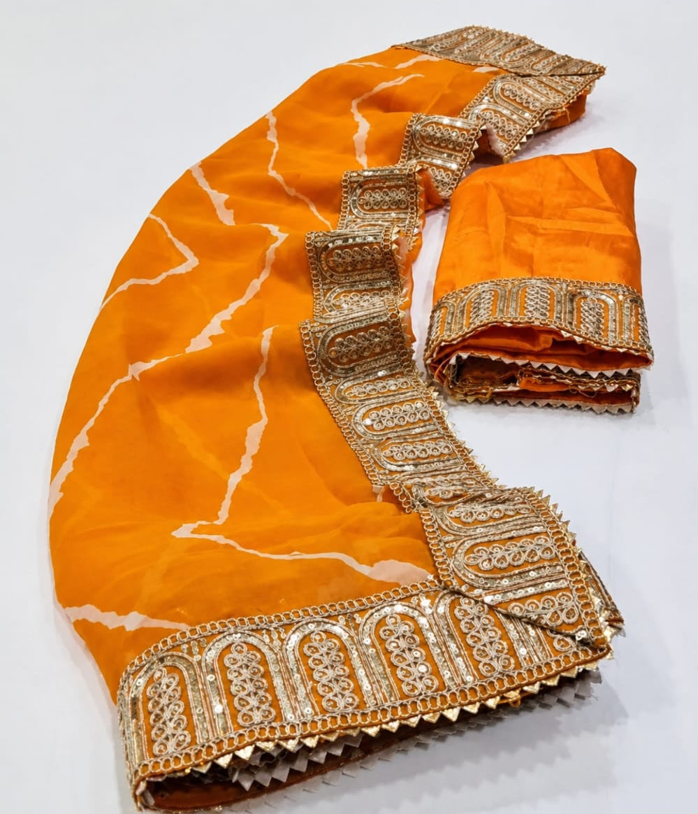 trending leheriya printed georgette saree