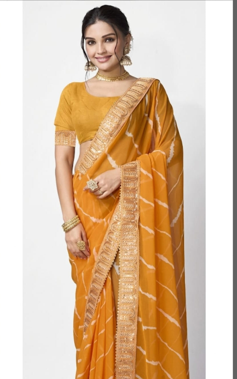 trending leheriya printed georgette saree