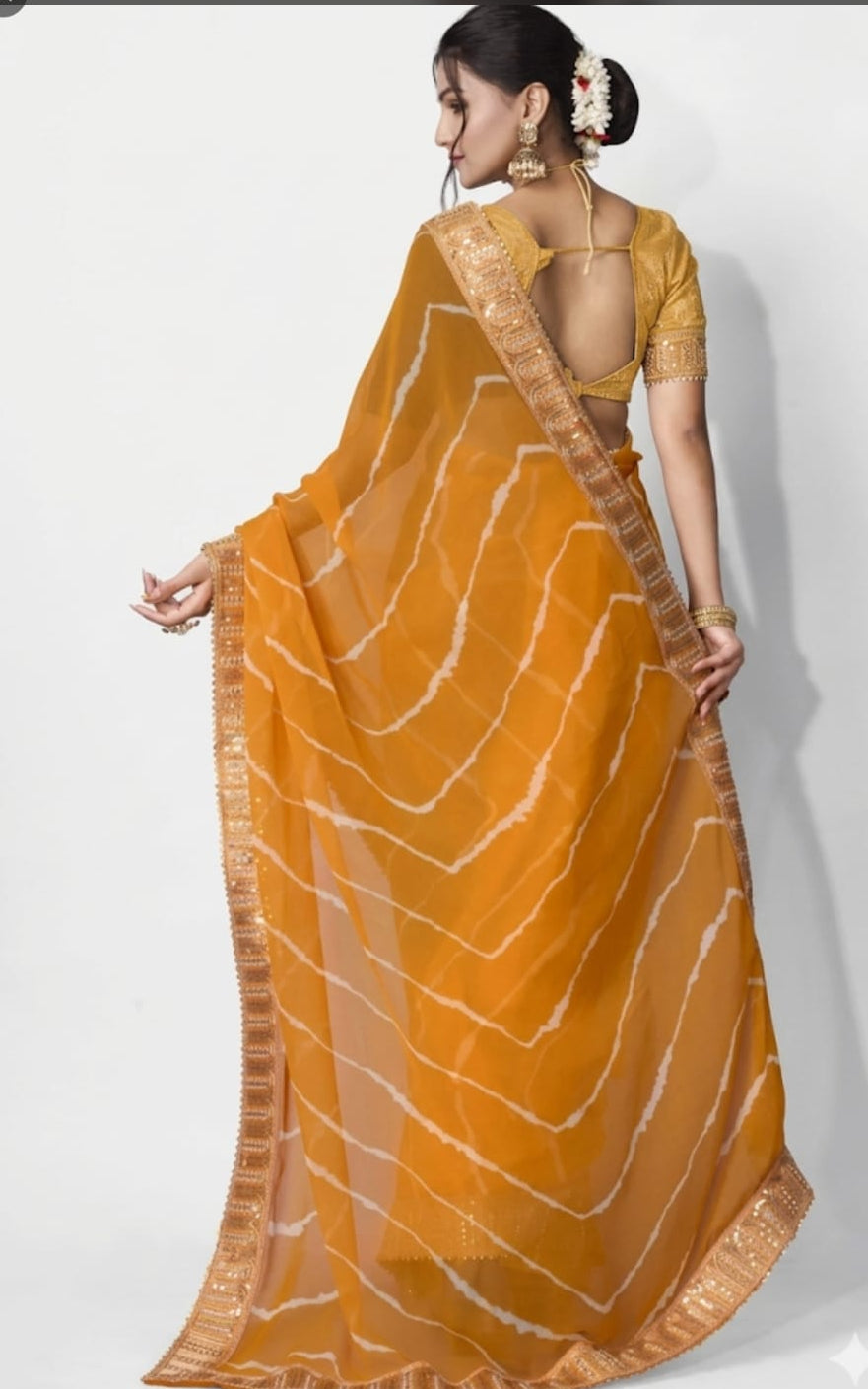 trending leheriya printed georgette saree