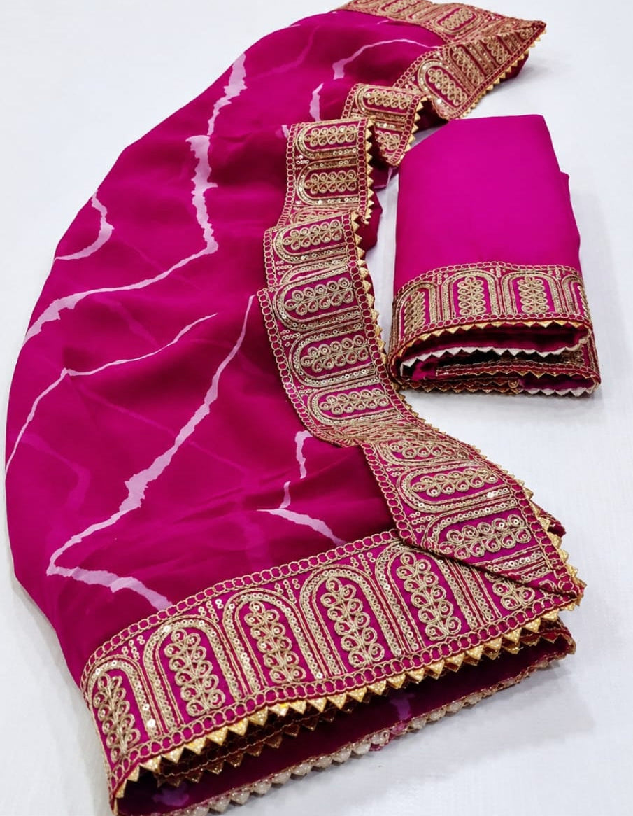 trending leheriya printed georgette saree