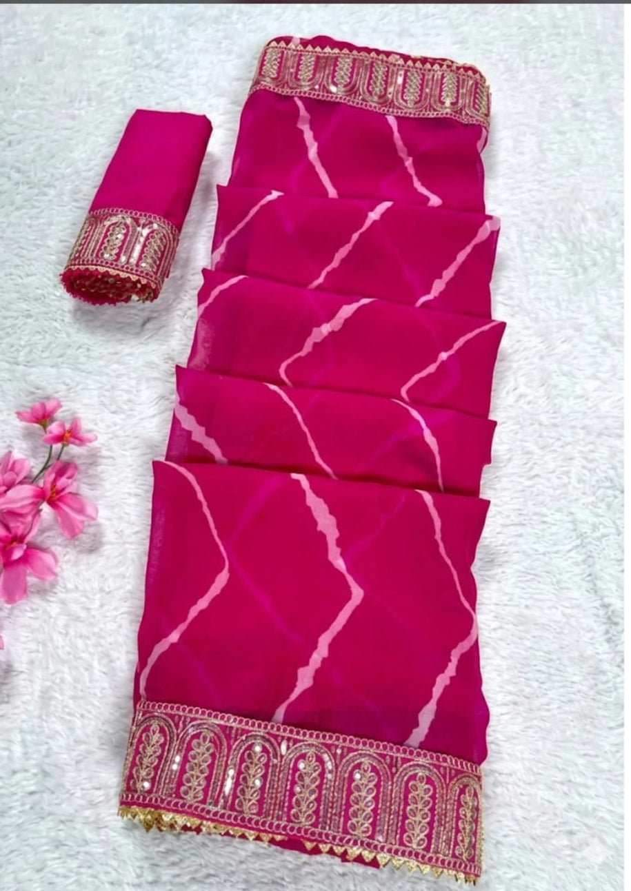 trending leheriya printed georgette saree