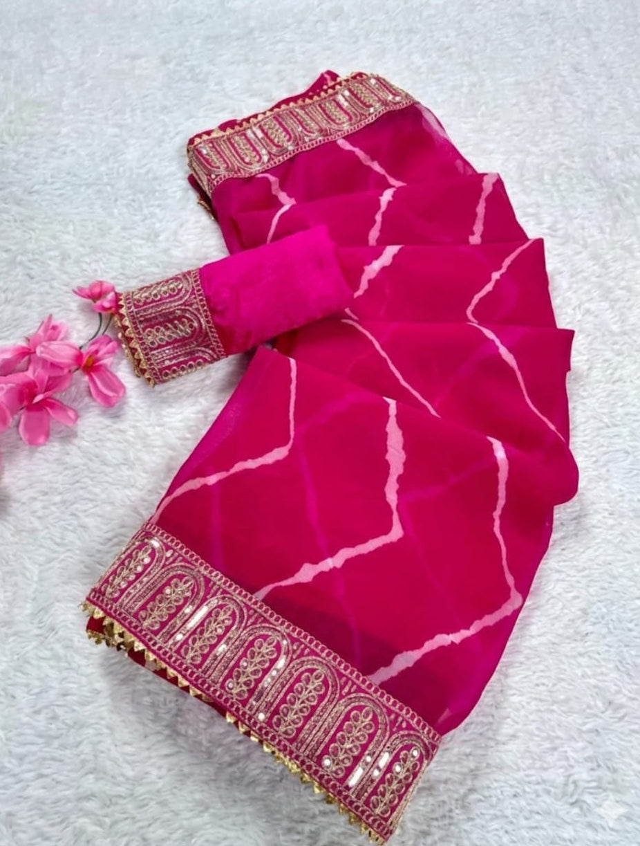 trending leheriya printed georgette saree